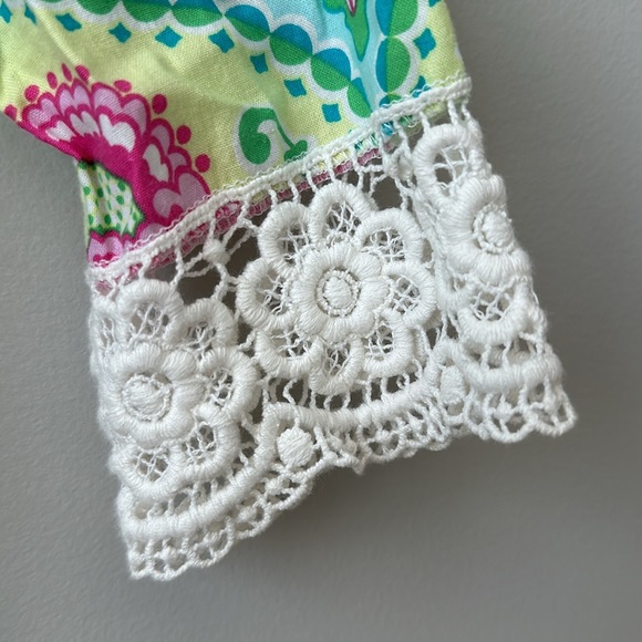 Girls Peaches ‘n Cream Floral Lace Trimmed Tunic Top 6x - Picture 4 of 8